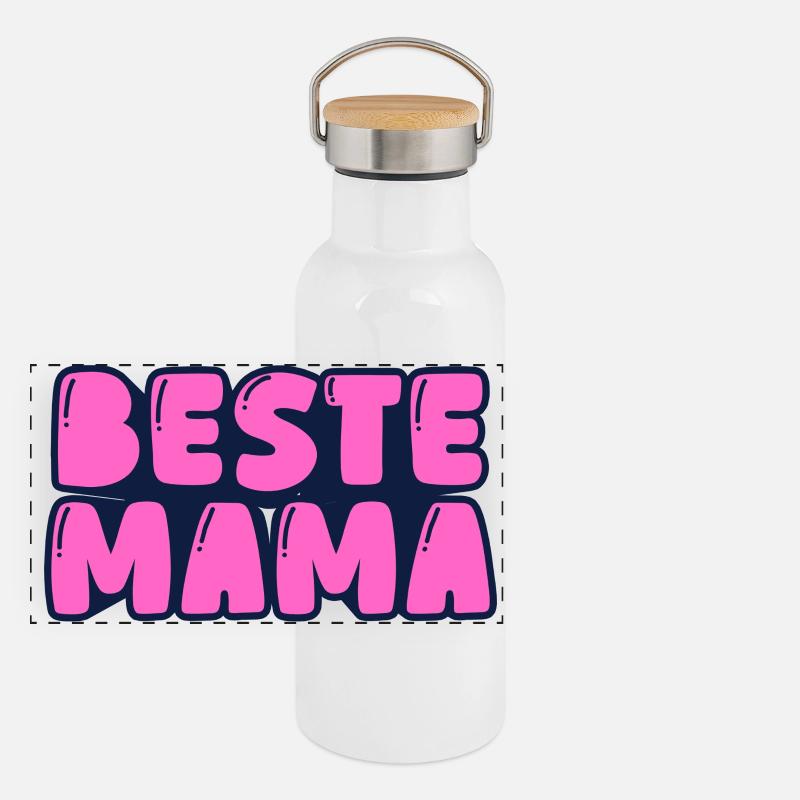 beste Mama Panorama Thermosflasche mit Bambusdeckel