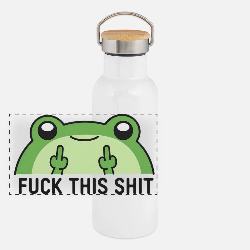 Naughty Frog FingerPosturing Fuck this shit Panoramic Thermal Bottle with Bamboo Lid