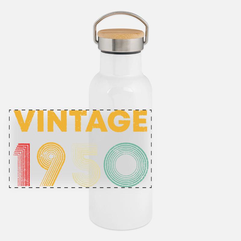 Lignes rétro vintage de 1950 Gourde isotherme avec bouchon en bambou