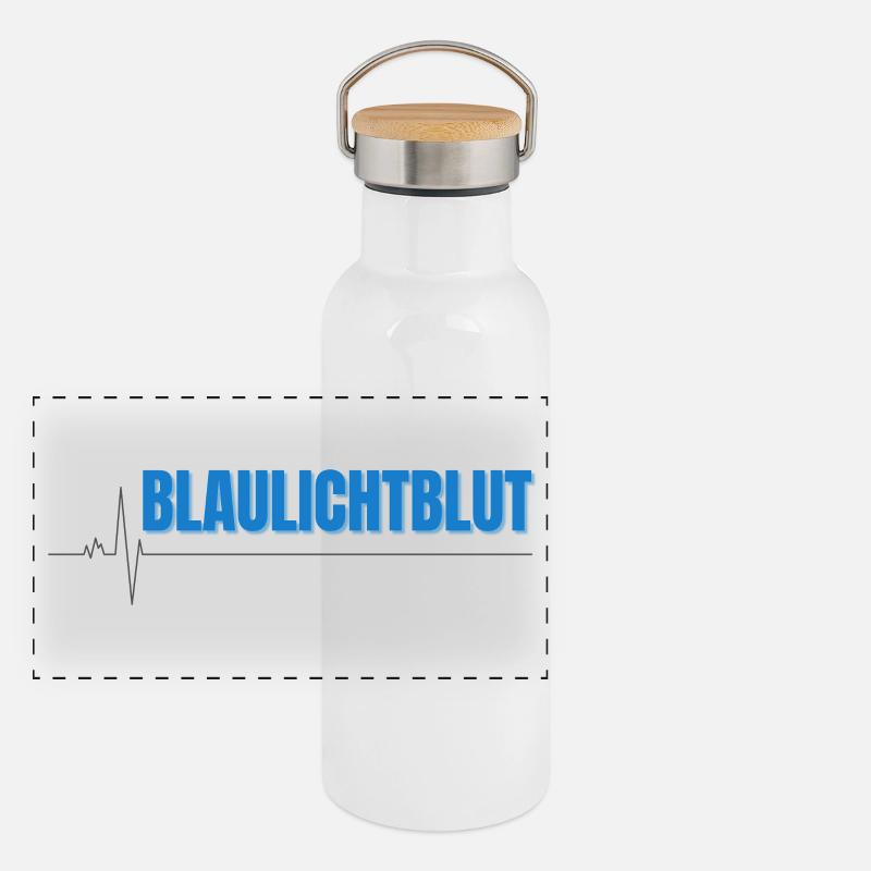 Blaulichtblut – Stolz, Teamgeist und Leidenschaft  Panorama Thermosflasche mit Bambusdeckel