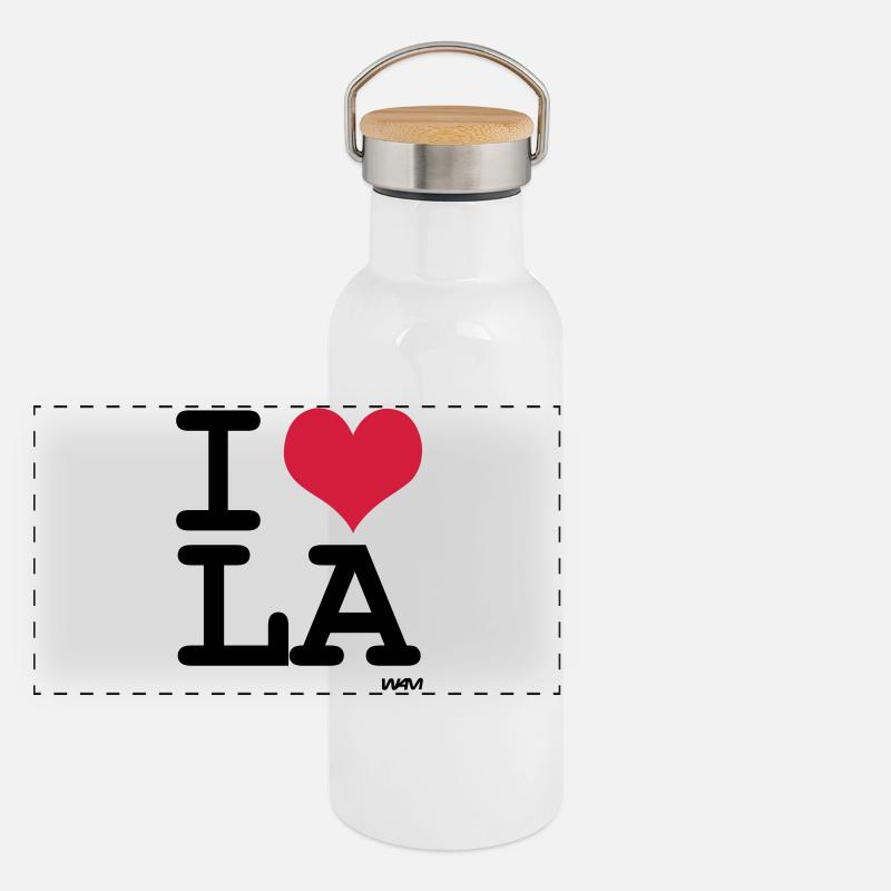 j'aime la - los angeles par wam Gourde isotherme avec bouchon en bambou
