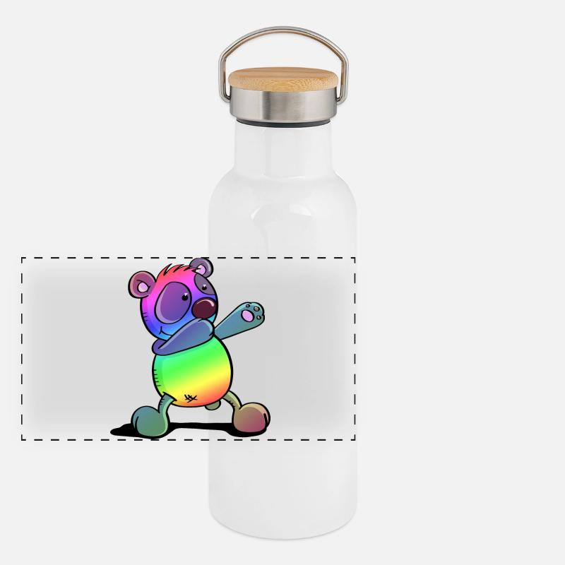 Bunter Pandabär - Dab Dance - Dabbing - Panda Panorama Thermosflasche mit Bambusdeckel