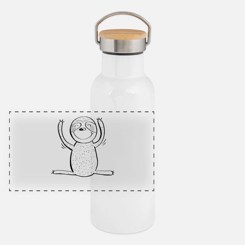 Kleines Faultier - Sloth Cartoon Panorama Thermosflasche mit Bambusdeckel