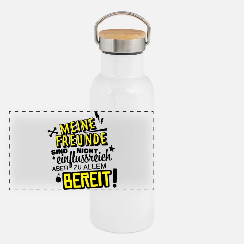 spruch freunde humor Panorama Thermosflasche mit Bambusdeckel