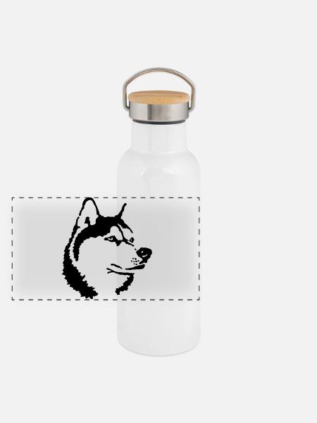 Husky - Thermosfles met bamboe dop - wit - Voor