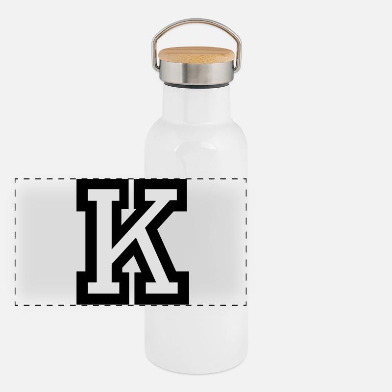 Letter K two-color Panoramic Thermal Bottle with Bamboo Lid
