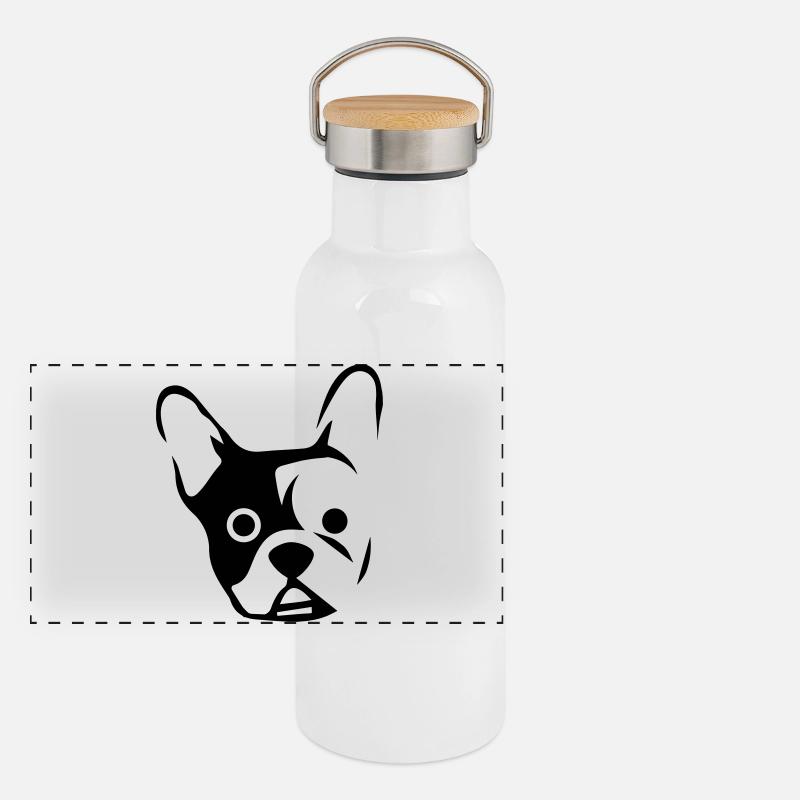 Head of a bulldog Panoramic Thermal Bottle with Bamboo Lid