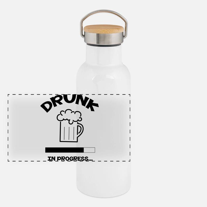 Drunk in progress... Gourde isotherme avec bouchon en bambou
