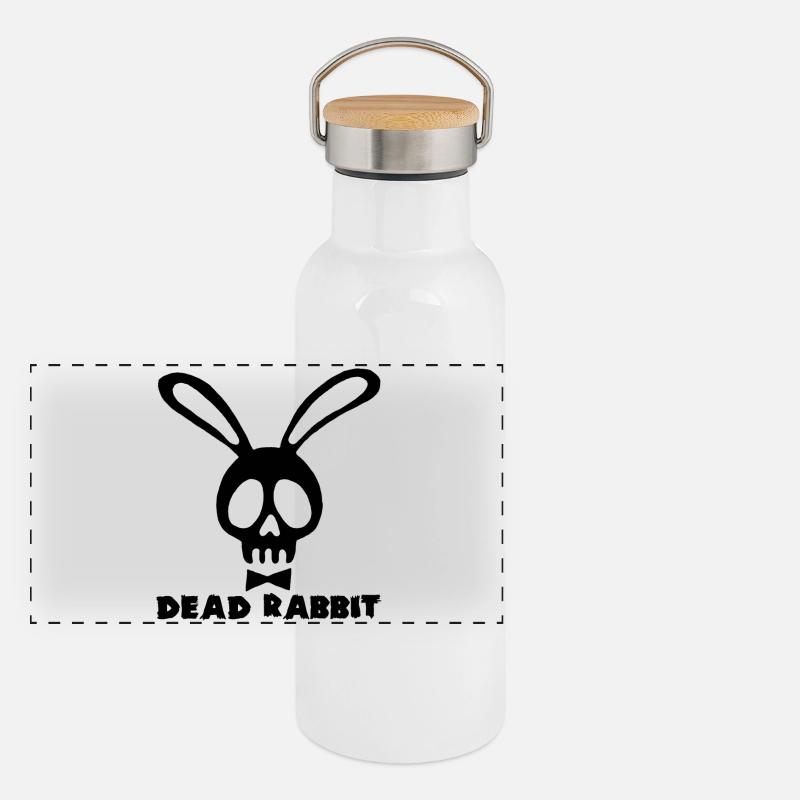 Black skull rabbit Panoramic Thermal Bottle with Bamboo Lid