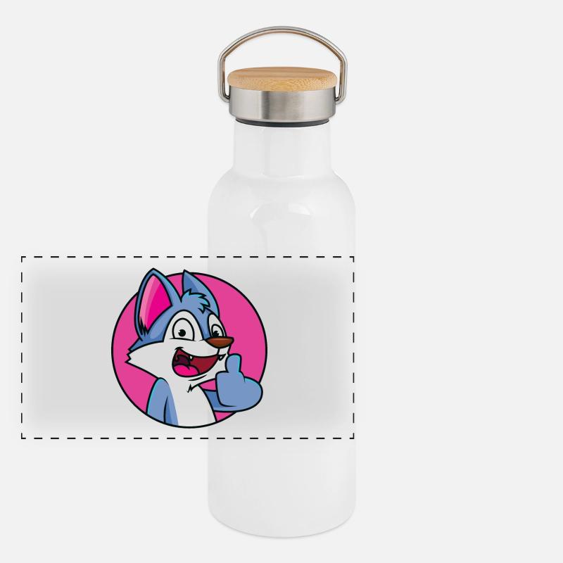 Thumbs up wolf Panoramic Thermal Bottle with Bamboo Lid