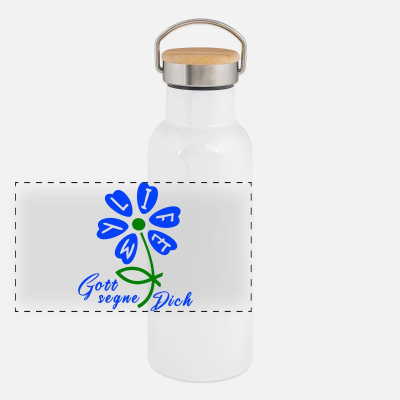 gott segne dich Panorama Thermosflasche mit Bambusdeckel