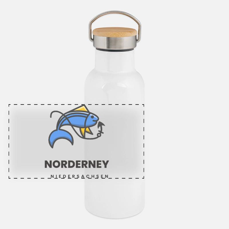 Norderney Niedersachsen Panorama Thermosflasche mit Bambusdeckel