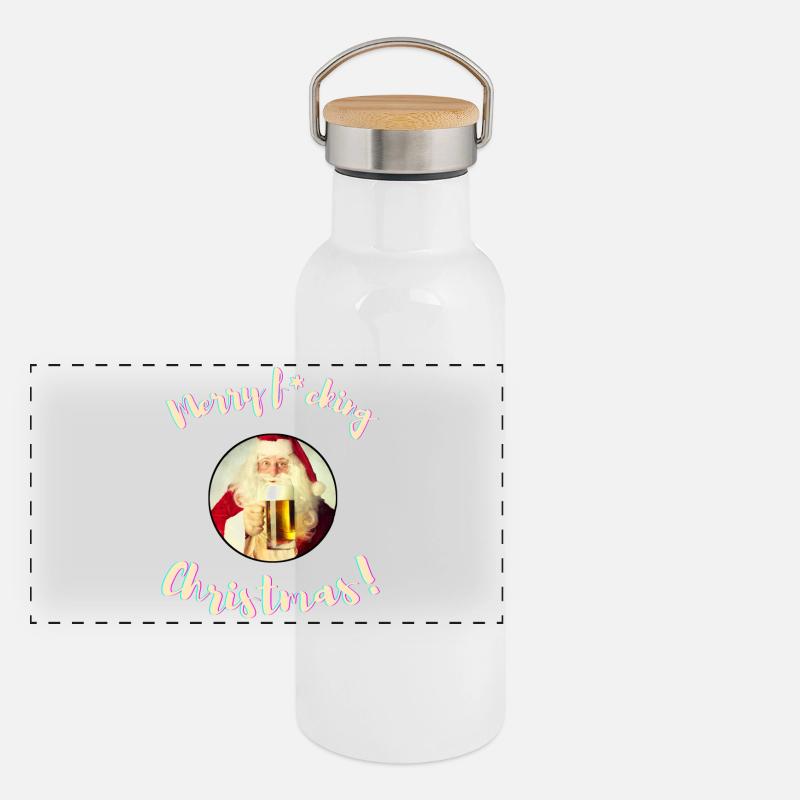 Joyeux Noël! (Censure) Gourde isotherme avec bouchon en bambou
