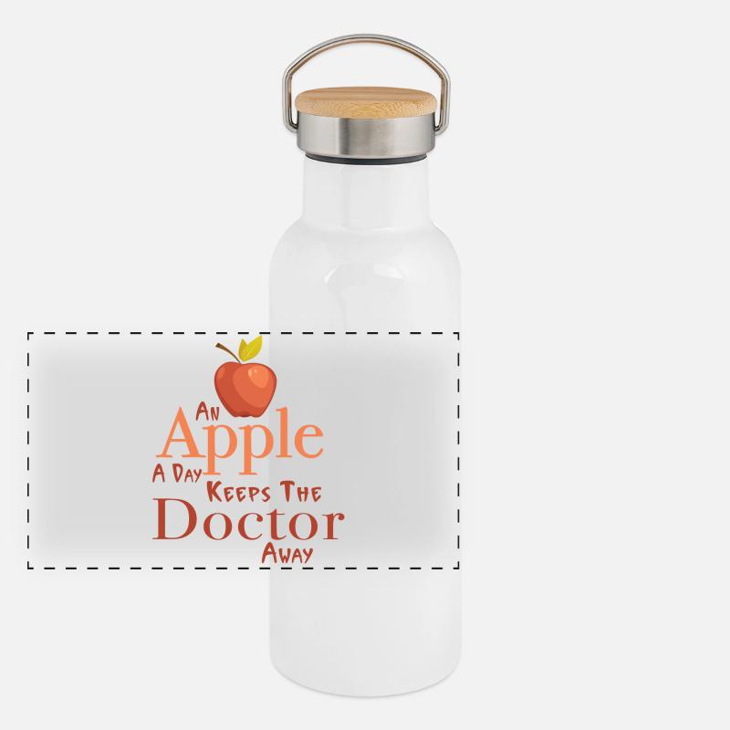 An apple a day keeps the doctor away Panorama Thermosflasche mit Bambusdeckel