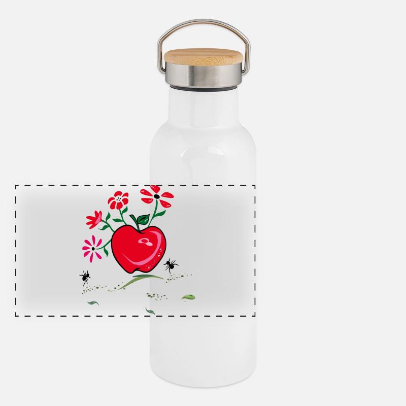 Apple, Flower Greeting, Ants Panoramic Thermal Bottle with Bamboo Lid