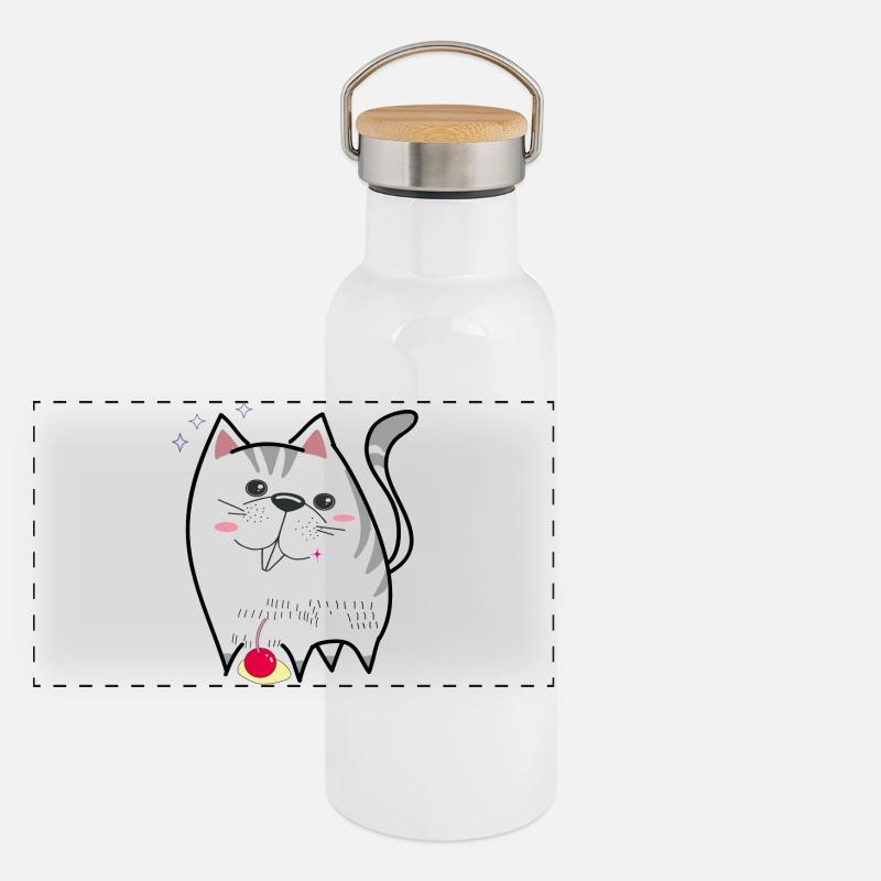 niedliche Katze Panorama Thermosflasche mit Bambusdeckel