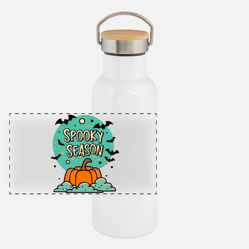 SpookySeason Panorama Thermosflasche mit Bambusdeckel