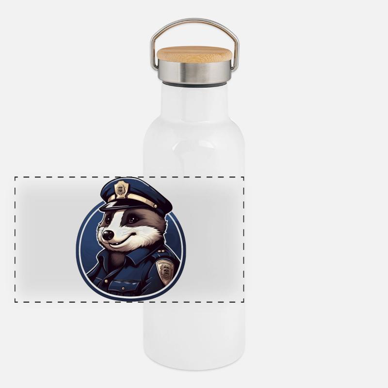 Badger Police Panoramic Thermal Bottle with Bamboo Lid
