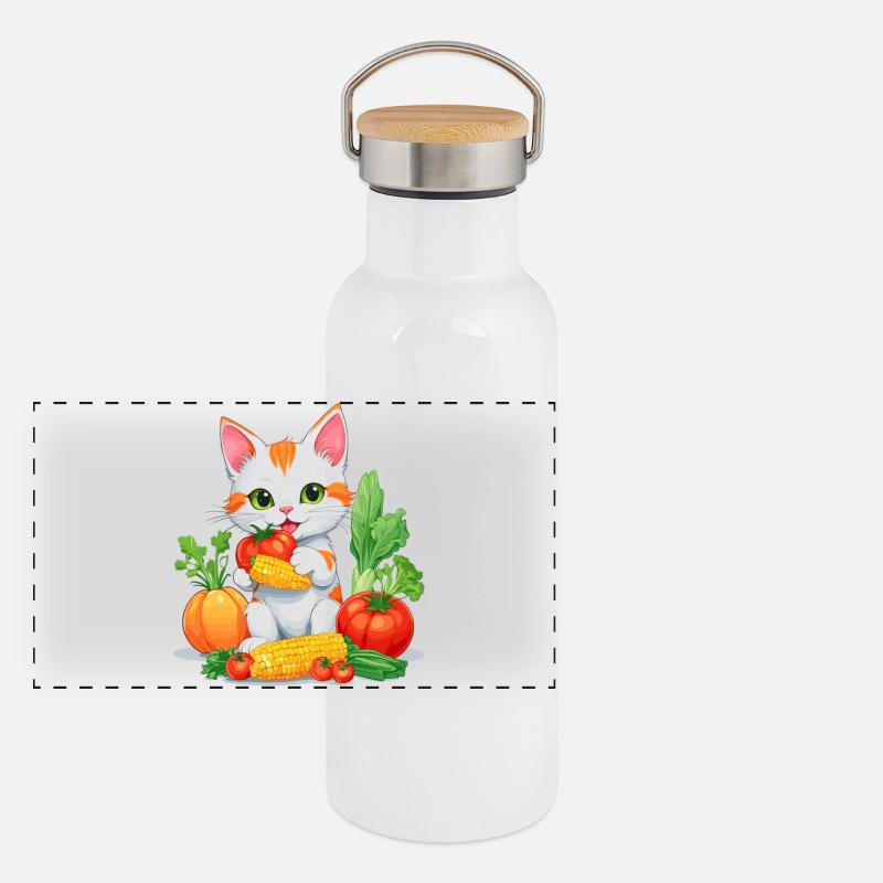 Organic Cat Panoramic Thermal Bottle with Bamboo Lid