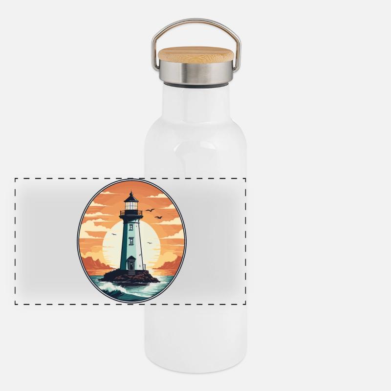 Lighthouse Panoramic Thermal Bottle with Bamboo Lid