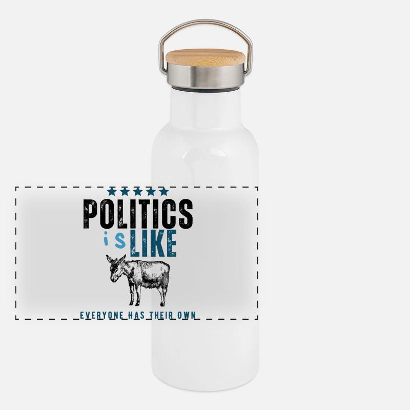 IsLike Distressed Logo Typografie Panorama Thermosflasche mit Bambusdeckel