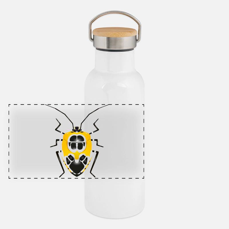 Runibia decorata Krabbeltier Insekt Gelb Schwarz Panorama Thermosflasche mit Bambusdeckel