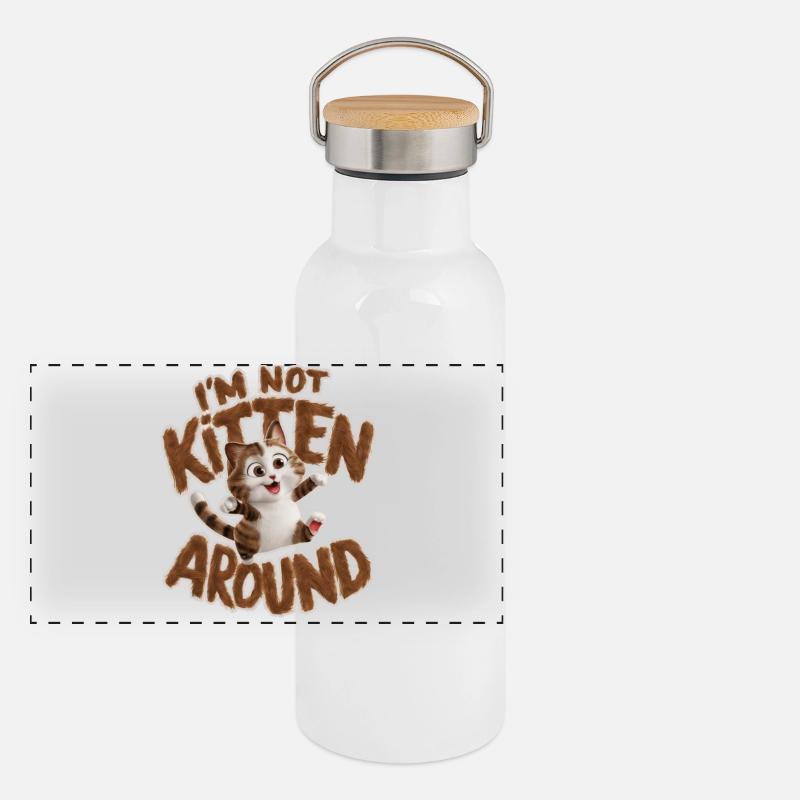Chat - Je ne suis pas chaton around_2 Gourde isotherme avec bouchon en bambou