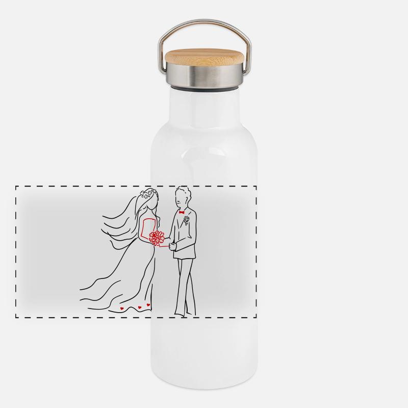 Wedding Married Panoramic Thermal Bottle with Bamboo Lid