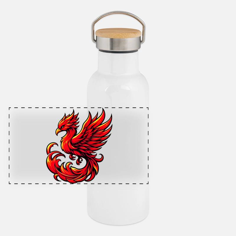 Phénix rouge Gourde isotherme avec bouchon en bambou