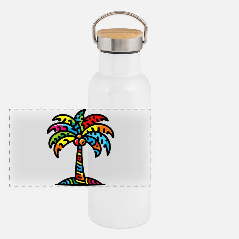Palme Panorama Thermosflasche mit Bambusdeckel