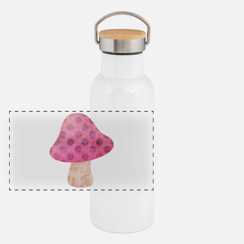 Pilz Herbst Märchen Dots Punkte Wald Kinderzimmer Panorama Thermosflasche mit Bambusdeckel