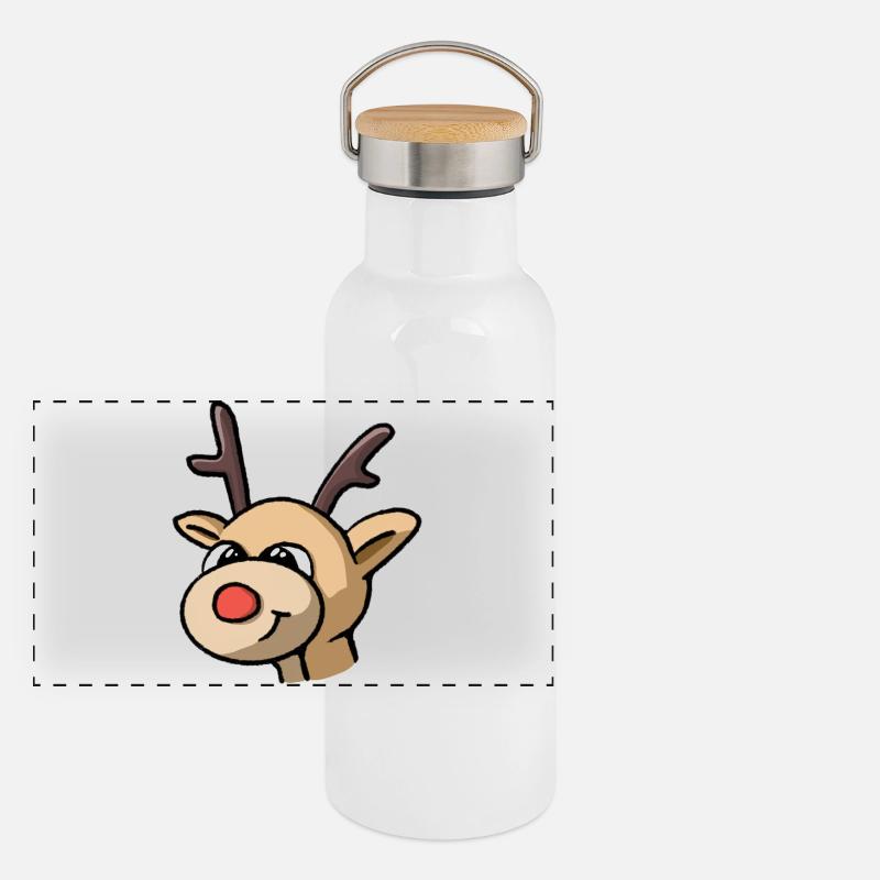 Rudolf Rentier Panorama Thermosflasche mit Bambusdeckel