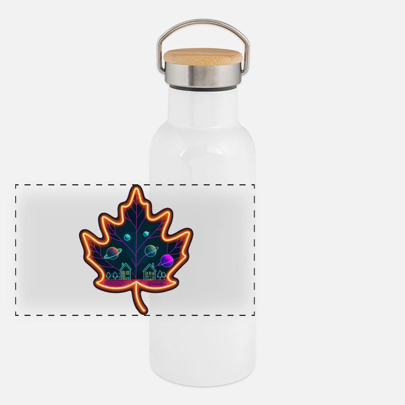 Maple leaf Panoramic Thermal Bottle with Bamboo Lid