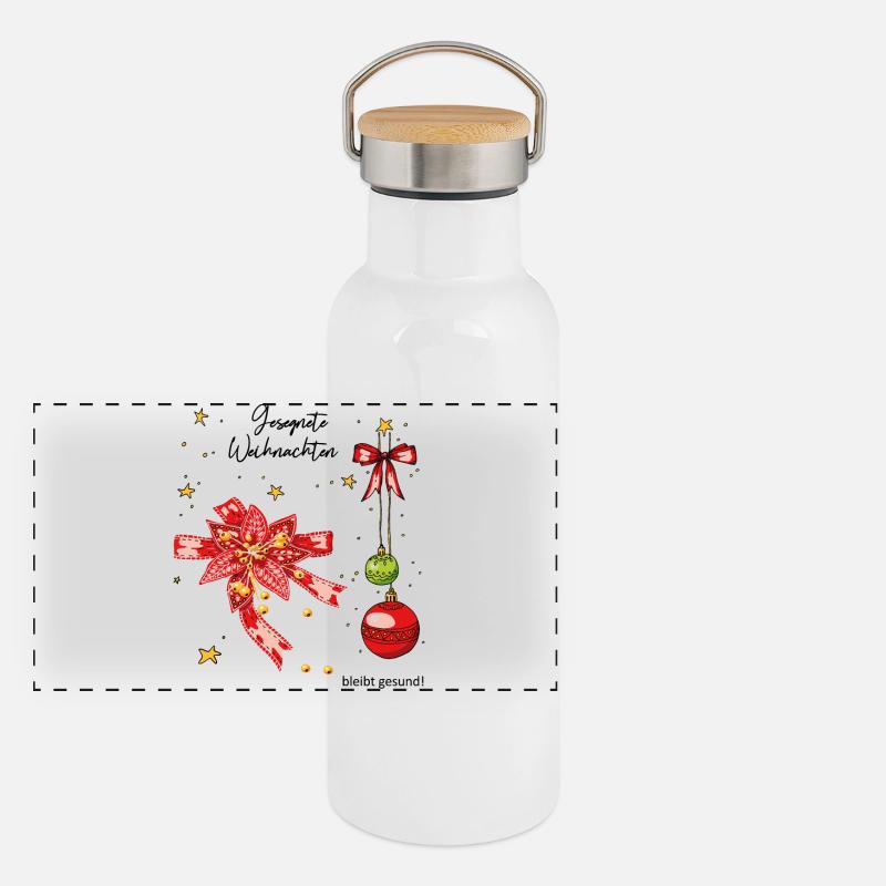 Noël béni Gourde isotherme avec bouchon en bambou