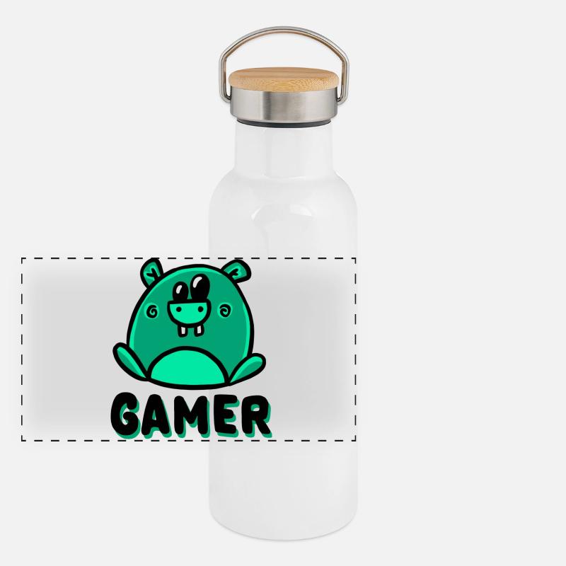 Nini Gamer Gourde isotherme avec bouchon en bambou