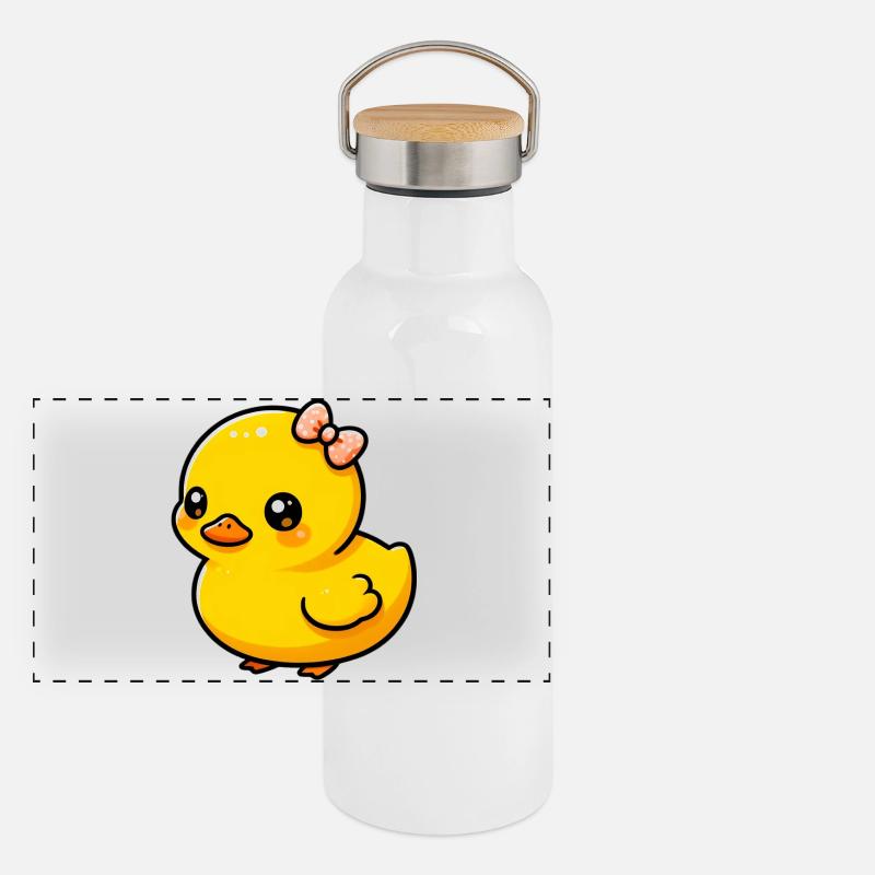 Caneton Canard Canard Canard Gourde isotherme avec bouchon en bambou