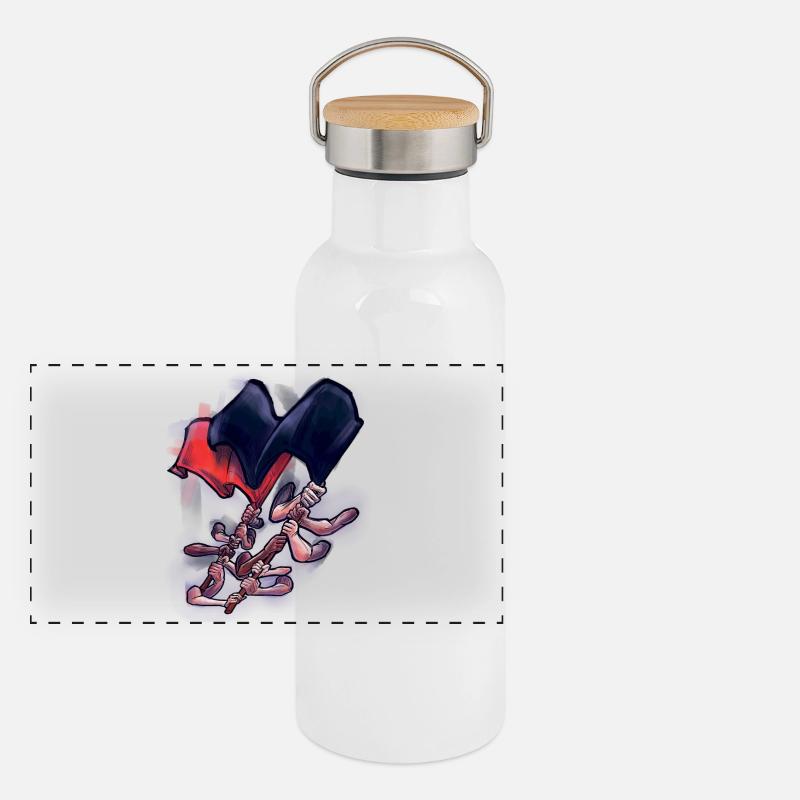 AntiFa Gourde isotherme avec bouchon en bambou