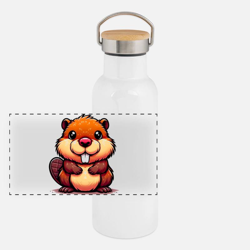 Bieber Panorama Thermosflasche mit Bambusdeckel