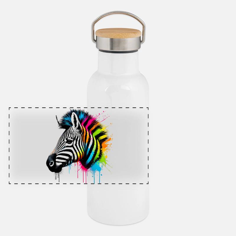 Zebra Panorama Thermosflasche mit Bambusdeckel