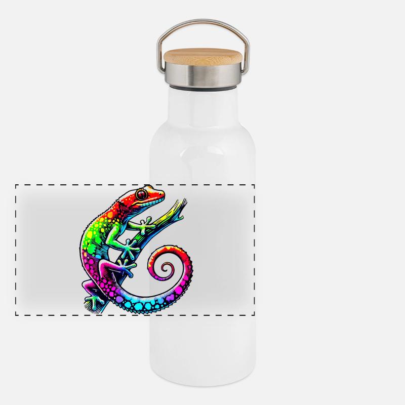 Gecko Gourde isotherme avec bouchon en bambou