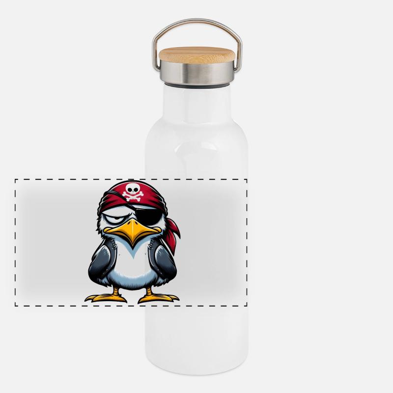 Seagull Pirate Eye Blindfold Panoramic Thermal Bottle with Bamboo Lid