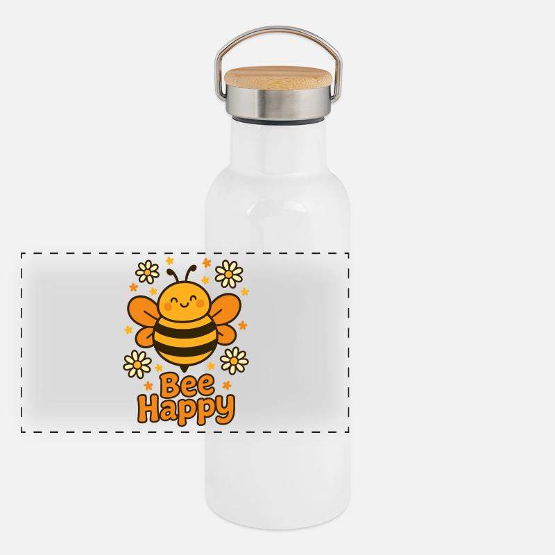 Abeille douce - Abeille heureuse Gourde isotherme avec bouchon en bambou