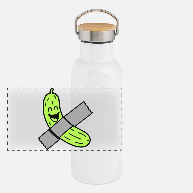 Gurke mit Tape Panorama Thermosflasche mit Bambusdeckel