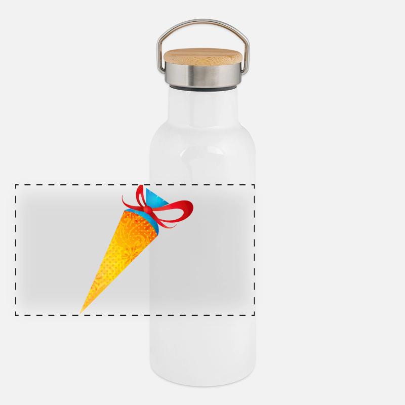 Cône d’école coloré avec ruban rouge Gourde isotherme avec bouchon en bambou