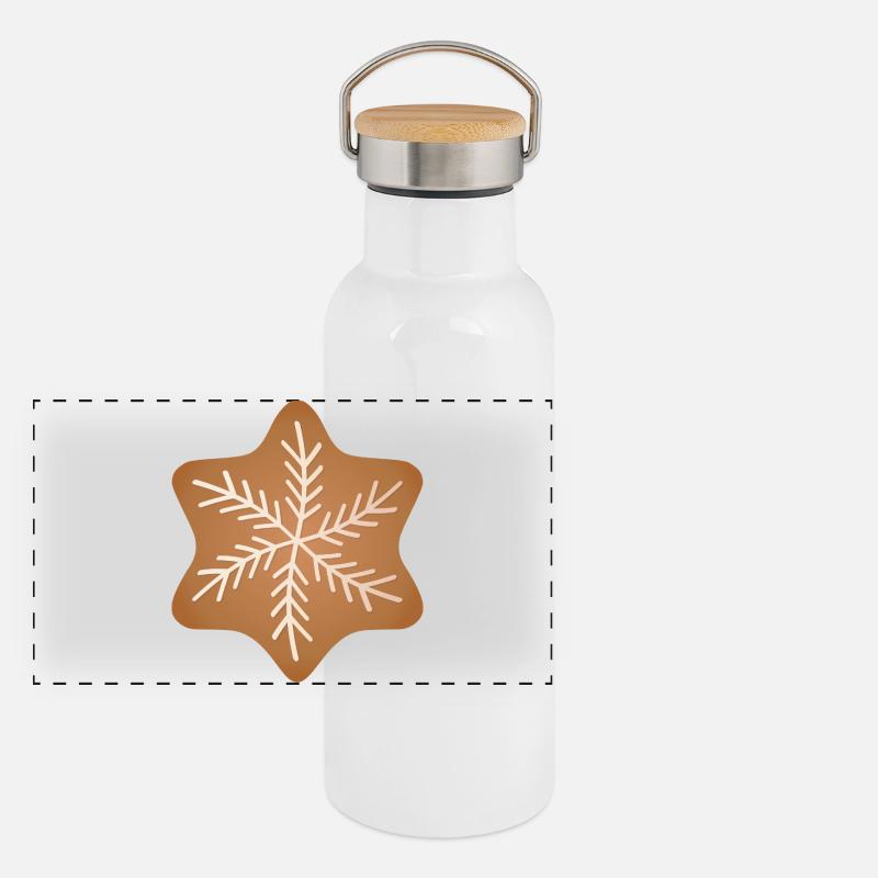Lebkuchen Keks | Gingerbread cookies Panorama Thermosflasche mit Bambusdeckel