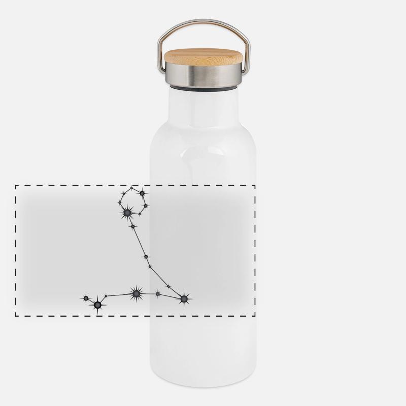 Fische Sternbild Sternzeichen Schwarz & Grau Panorama Thermosflasche mit Bambusdeckel