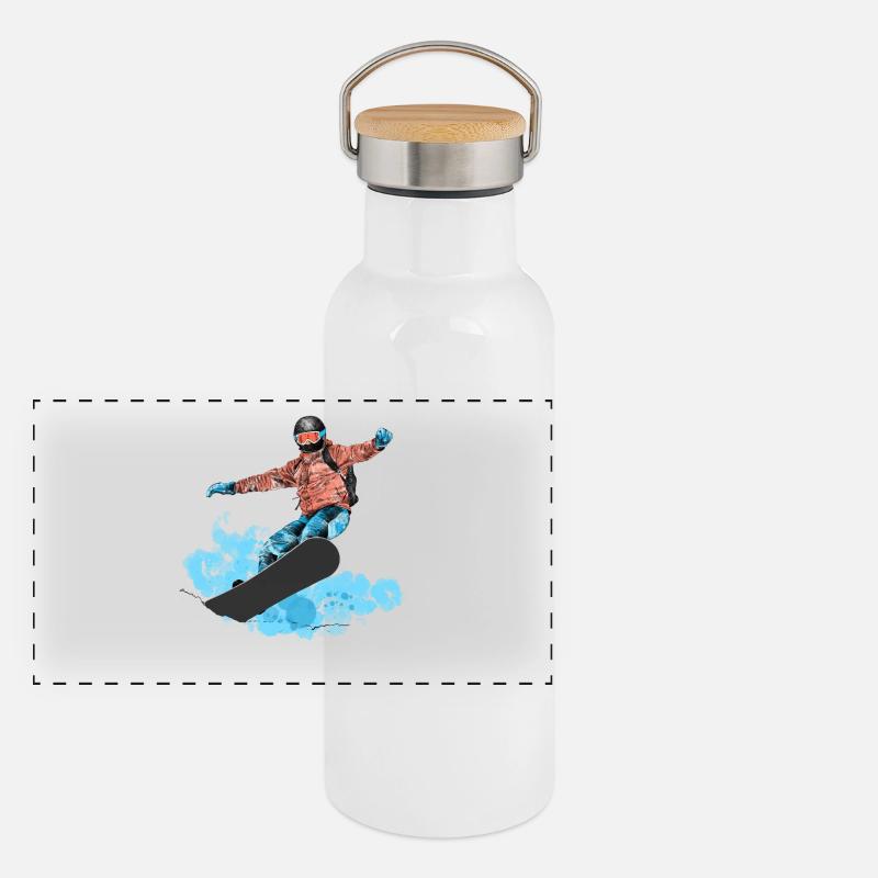 Snowboarding Panoramic Thermal Bottle with Bamboo Lid