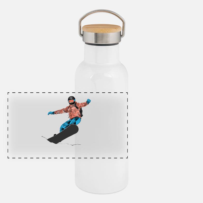 Snowboarding Panoramic Thermal Bottle with Bamboo Lid