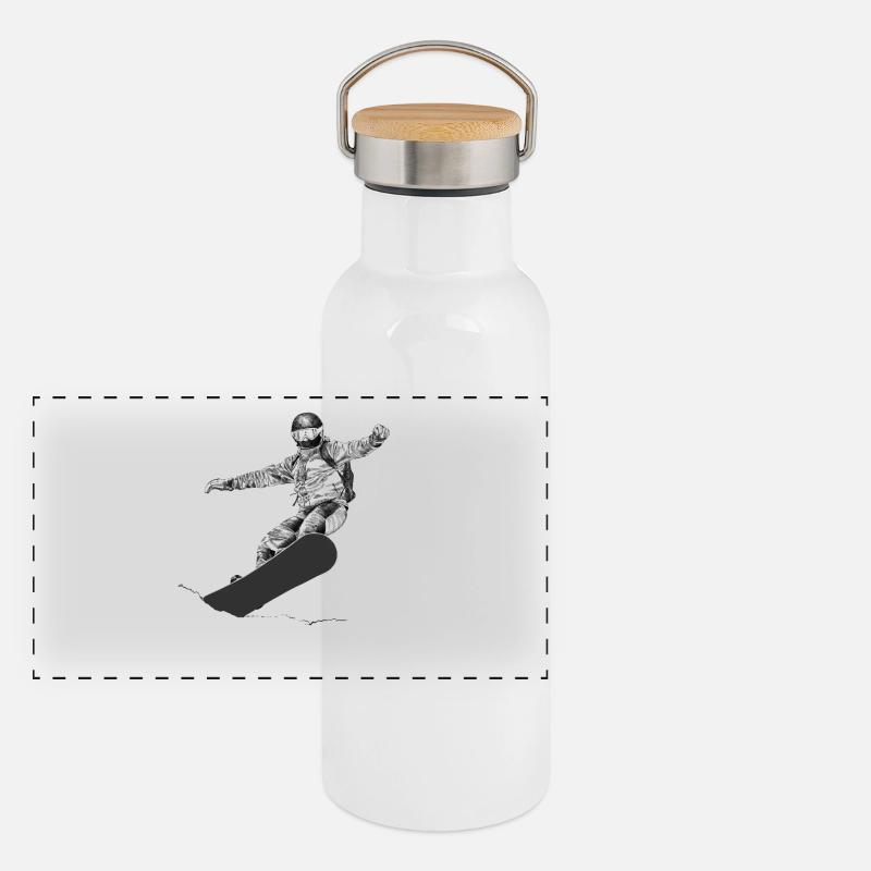 Snowboarding Panorama Thermosflasche mit Bambusdeckel
