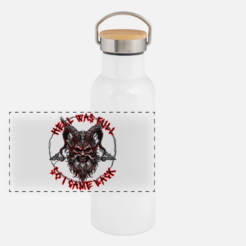 Satanist Baphomet Satanismus  Panorama Thermosflasche mit Bambusdeckel